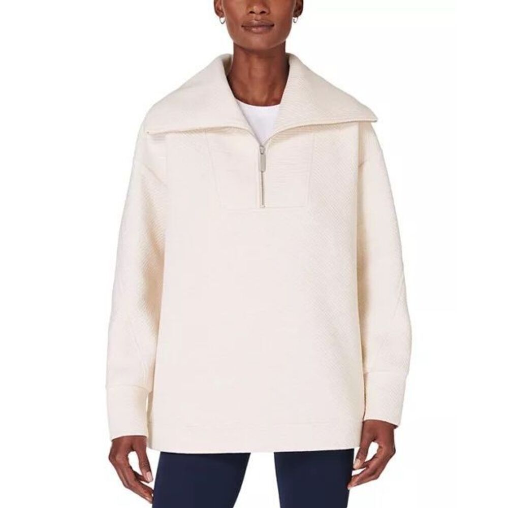 Sweaty Betty NWT Radiant Half Zip Sweatshirt Oatmeal Marl Oversized Small
